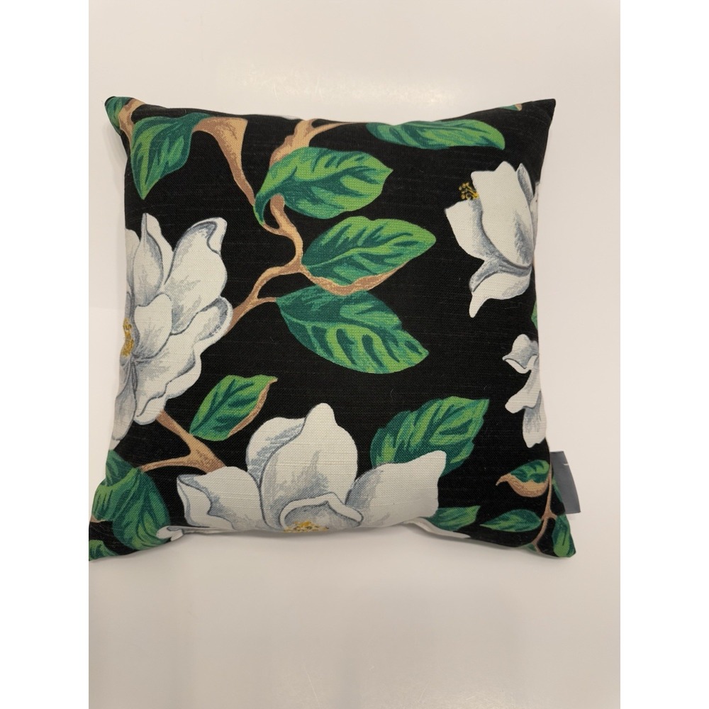Pillow Perfect‎ Magnolia Black Indoor Outdoor Decorative ~ Discontinued Pair - Picture 3 of 8